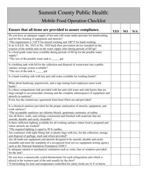 Fillable Online Scphoh Mobile Food Operation Checklist Scphoh Fax