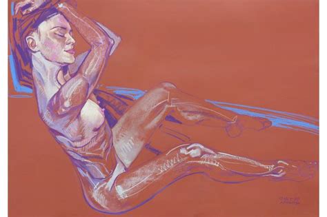 Before Sleeping In Brown High Quality Nude Woman Portrait On Brown Background Original Pastel