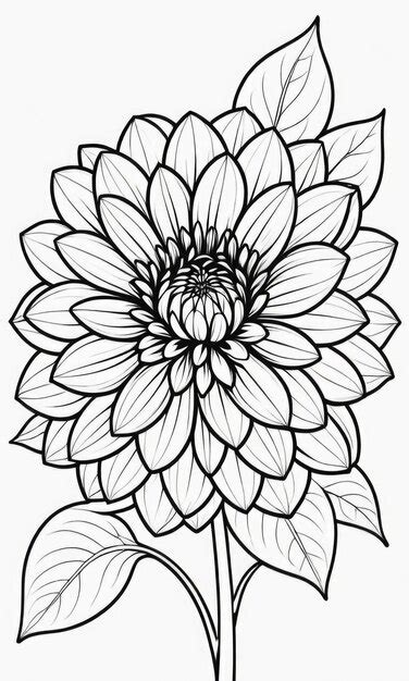 Página para colorear de la flor de dahlia para niños Foto Premium