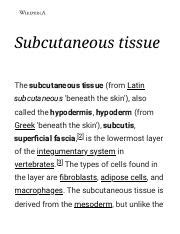 Understanding Subcutaneous Tissue: Structure, Function, and | Course Hero