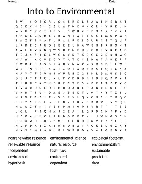 Into To Environmental Word Search WordMint