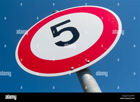 German Road Sign Speed Limit 5 Km H Stock Photo Alamy