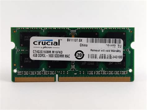 Оперативная память для ноутбука SODIMM Crucial DDR3L 4Gb 1600MHz PC3L ...