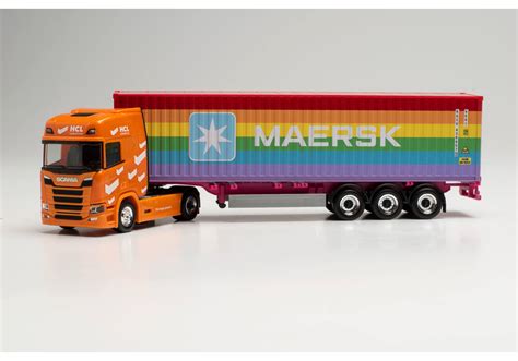 Herpa Scania Cr Hd Container Sattelzug Hcl Logistics Ft Maersk