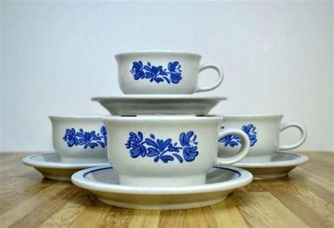 Yorktowne Pfaltzgraff Stoneware Cups And Saucers Set Of 4 Etsy