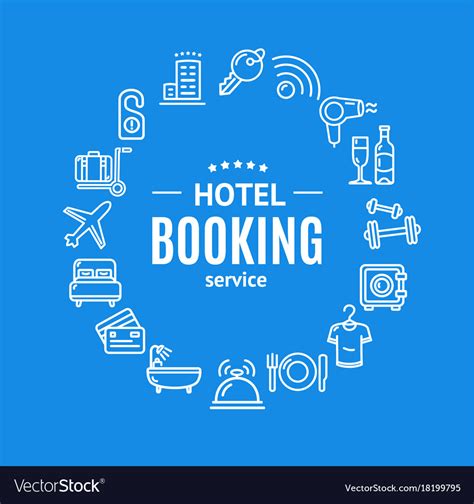 Hotel booking round design template line icon Vector Image