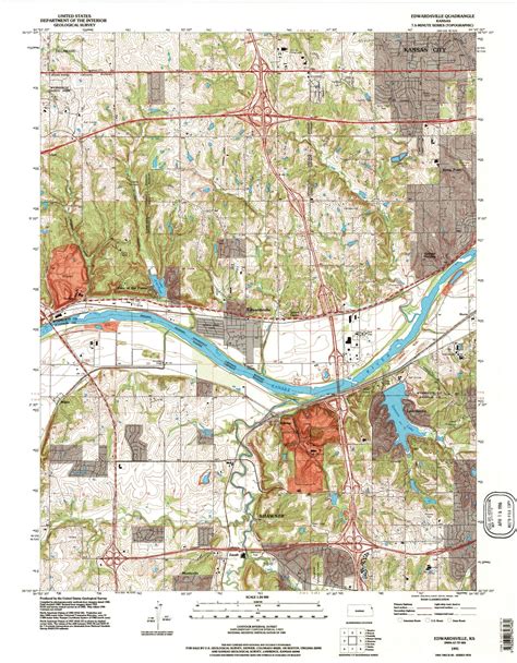 Classic Usgs Edwardsville Kansas 75x75 Topo Map Mytopo Map Store