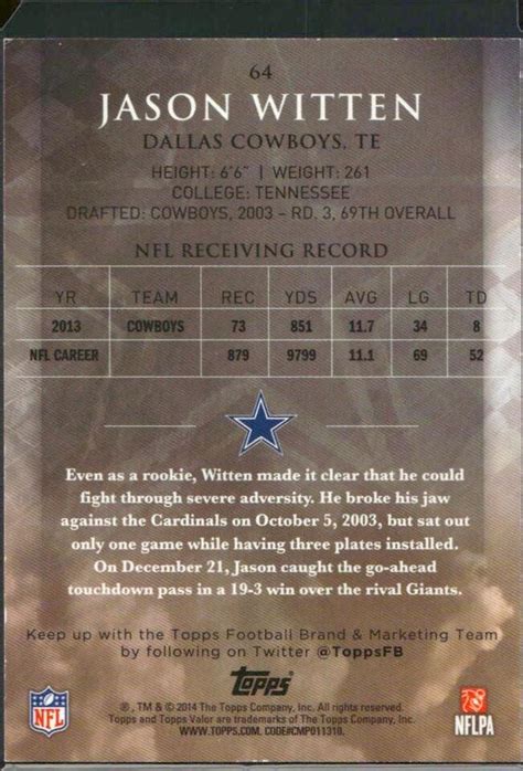 2014 Topps Valor Valor 99 Jason Witten 64 EBay