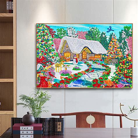 Partial Special Shaped Diamond Painting Snow House