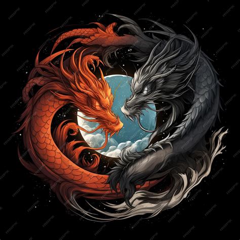 Premium Ai Image Chinese Dragons Yin Yang Silhouette