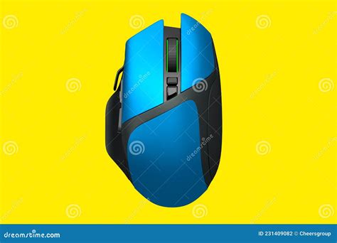 Modern Blue Wireless Gaming Computer Mouse Isolated on Yellow ...