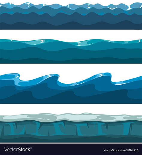 Cartoon ocean sea water waves seamless Royalty Free Vector