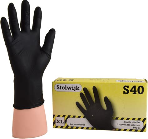 Stolwijk S40 Zwarte Nitril Handschoenen Zwart 7 S Stolwijk