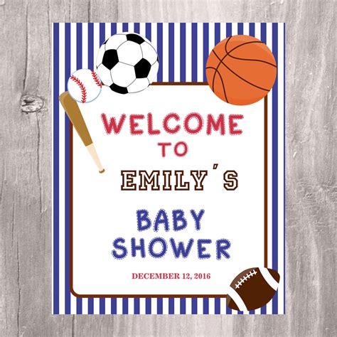 Sports Baby Shower Welcome Sign Printable Sports Themed Baby Etsy