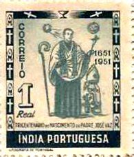 My Portuguese India Stamps : 1951, 300th Birthday of Father José Vaz ...