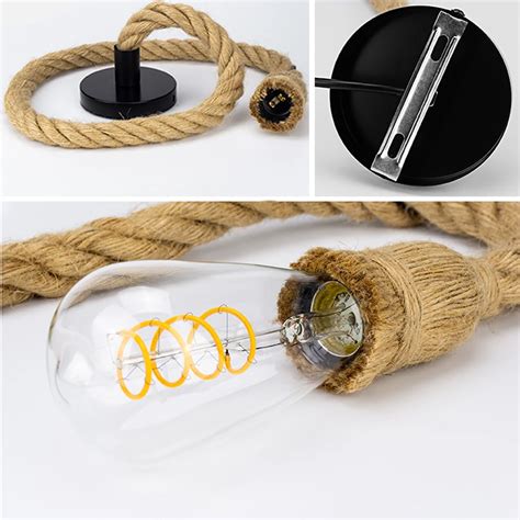 Buy Vintage Hemp Rope Pendant Light Retro Loft Industrial Hanging Lamp