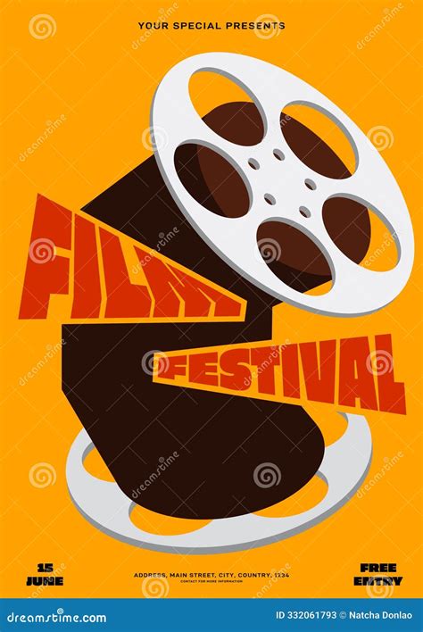 abstract isometric film reel vintage retro style isolated  yellow