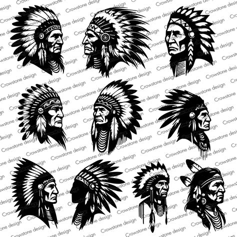 20 Indian Chief Head Svg Native American Svg Files Glowforge Indian