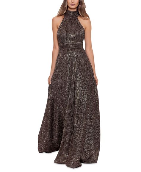 Betsy And Adam Metallic Halter Gown Macys