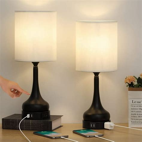 Touch Control Table Lamps 3 Way Dimmable Bedside Desk Lamps With 2 Usb