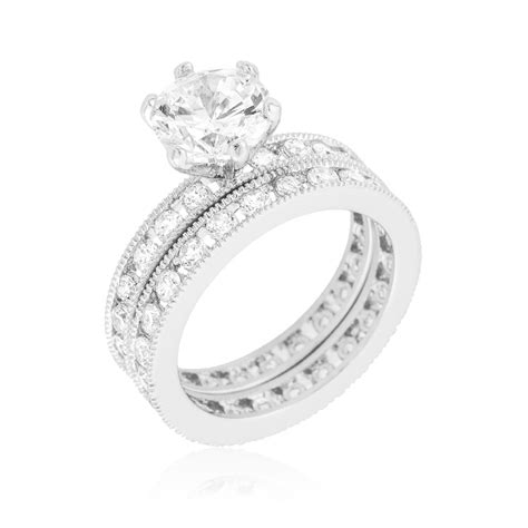 Cubic Zirconia Wedding Sets Engagement And Wedding Rings In One