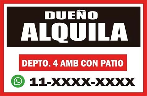 Cartel Dueño Vende alquila 100 X 70 Cm Corrugado Plastico en venta en