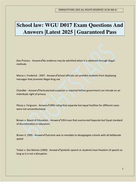 School law: WGU D017 Exam Questions And Answers |Latest 2025 | Guaranteed Pass - WGU D017