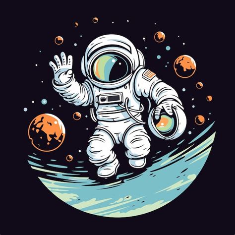 Premium Vector Astronaut In Outer Space Vector Illustration For Your