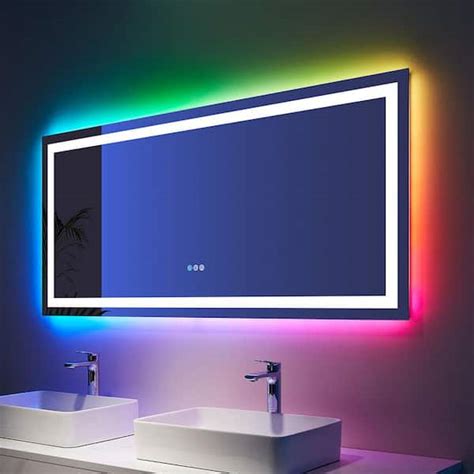 INSTER Iridescent 72 In W X 36 In H Rectangular Frameless RGB LED