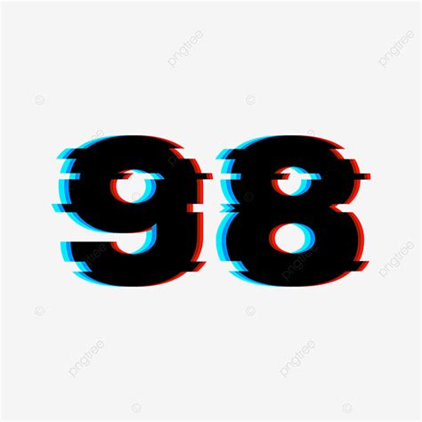 Transparent Numbers Vector Design Images Glitch Number 98 Vector On