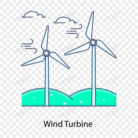 Wind Turbines Flat Chalk Element Design Energy Generation Clip Art Library