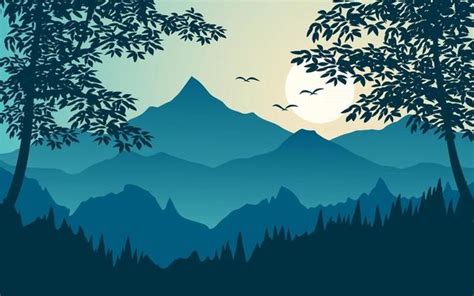 Mountain With Trees Vector Art, Icons, and Graphics for Free Download