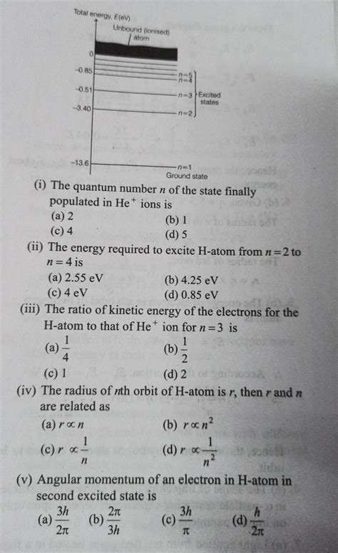 The Ratio Of Kinetic Energy Of The Electrons For The H Atom To That Of H