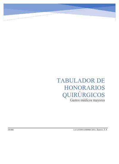 Tabulador De Honorarios Quir Rgicos