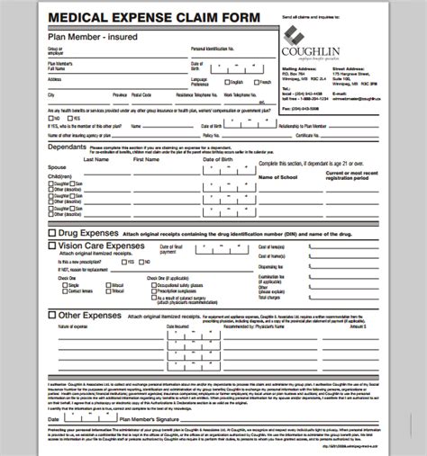 Medical Claim Form Templates Free Printable