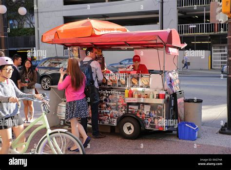 Famous Hot Dog Stall Japadog Japanese Street Food Vendor Stock Photo