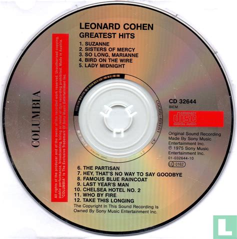 Greatest Hits Cd Cd Cohen Leonard Lastdodo