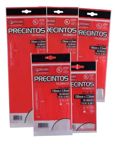 Precintos Prensacable Tacsa 450mm X 4 8mm X 100 Unidades Color Blanco