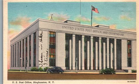 Vintage Postcard 1948 Unites States Post Office Building Binghamton New