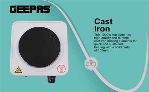 Geepas GHP32013 1000W Electric Single Hot Plate For Flexible Precise Table Top Cooking Cast