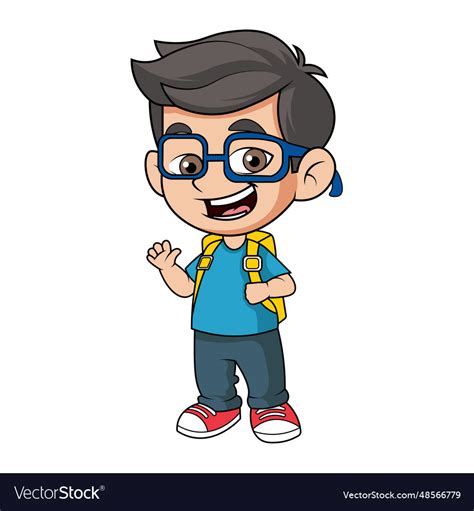 Happy kid boy back to school clipart Royalty Free Vector