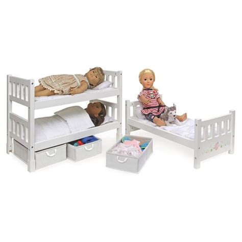 Badger Basket 1 2 3 Convertible Doll Bunk Bed With Bedding Baskets