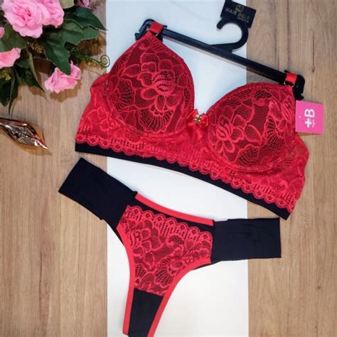 Kit 5 Unidades Conjunto Lingerie Rendado Calcinha Fio Cintura
