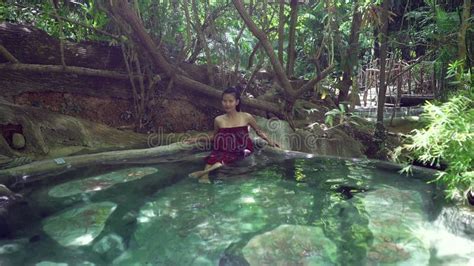 Cute Smiling Asian Girl In Bikini In The River By A Rope Thailand Stock Footage Video Of