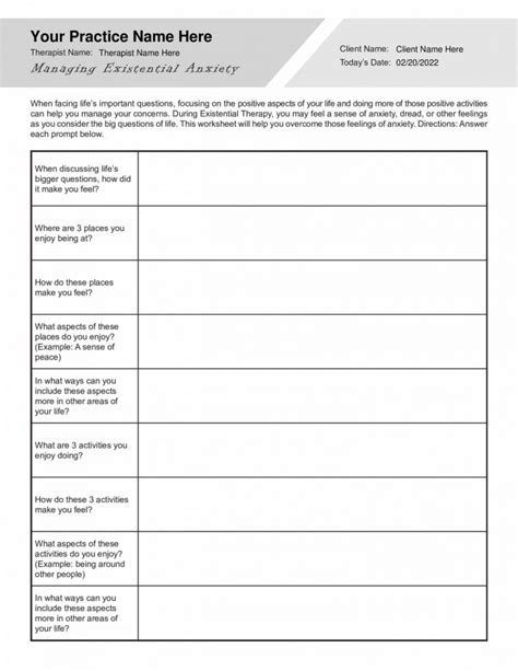 Existential Therapy Worksheet Pdf