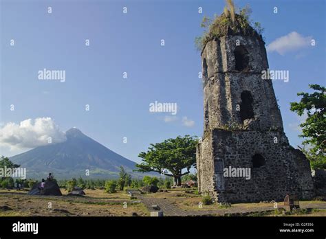 Mount Mayon And Bell Tower Of The Cagsawa Church Ruin Albay Province