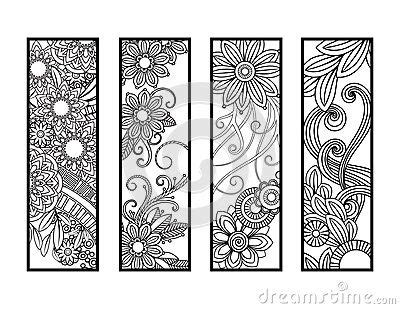 Coloring Bookmarks Set Stock Vector Illustration Of Drawing