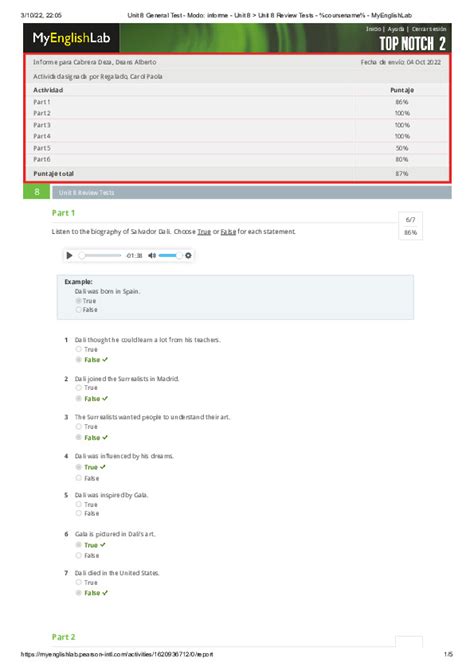 Unit 8 General Test Modo Informe Unit 8 Unit 8 Review Tests