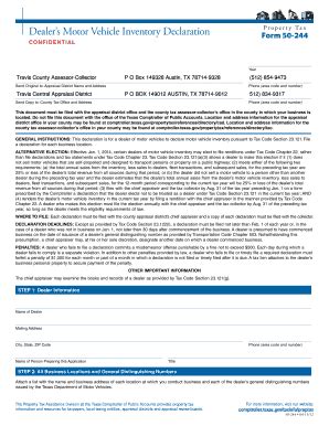 Fillable Online Traviscad Dealer S Motor Vehicle Inventory Declaration