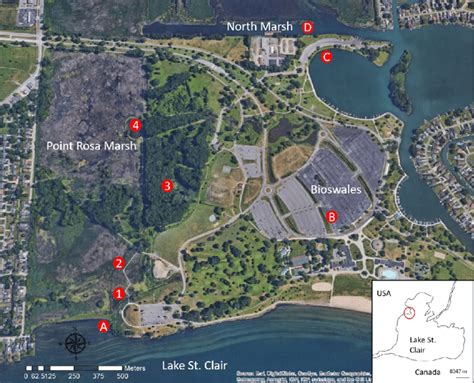 Map of Lake St. Clair Metropark with inset showing placement in the ...